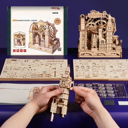 Tor Kulkowy Londyn Marble Travel – Puzzle 3D ROKR z LED (431 el.)
