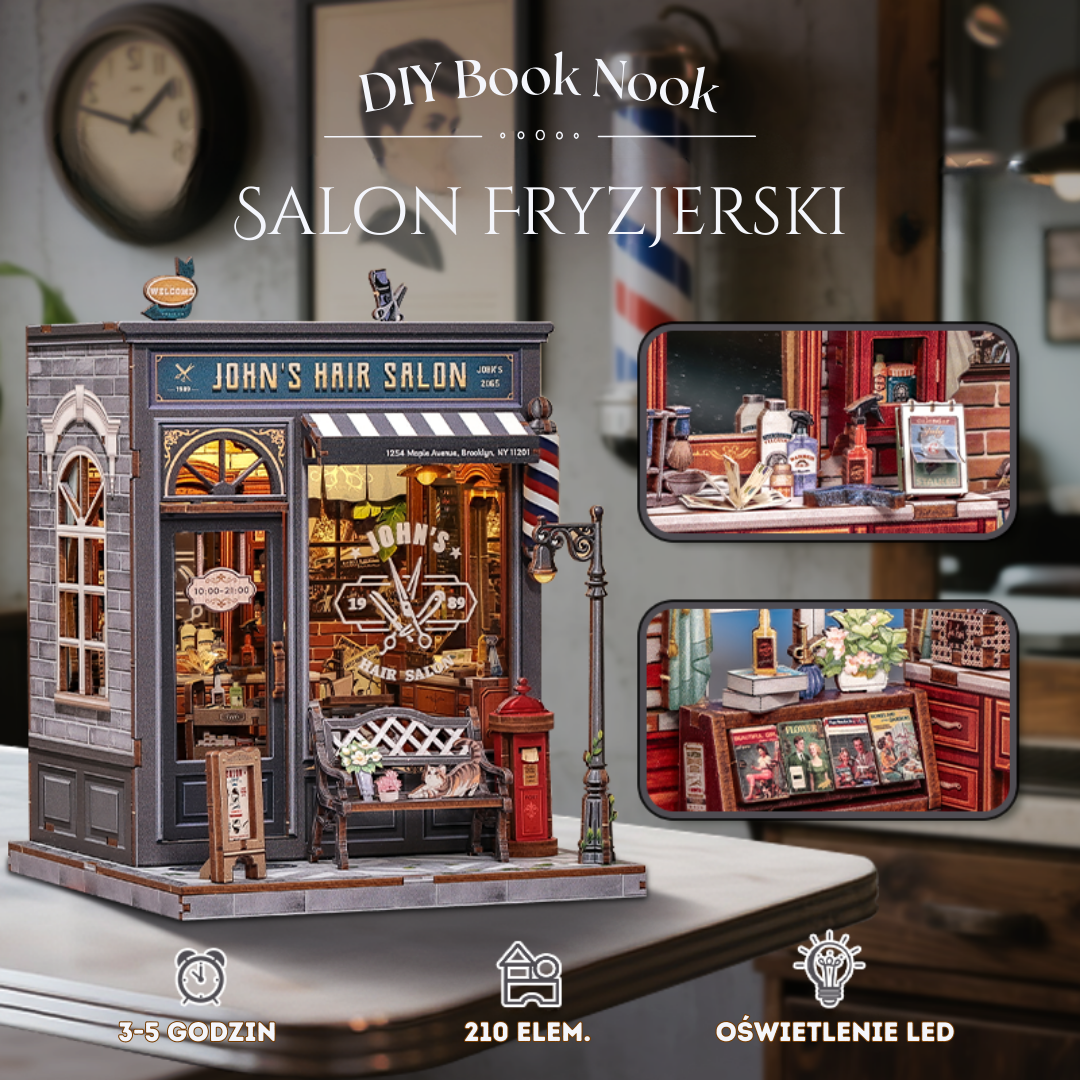 DIY Book Nook - Salon Fryzjerski | Cutebee Puzzle 3D – pomysł na prezent