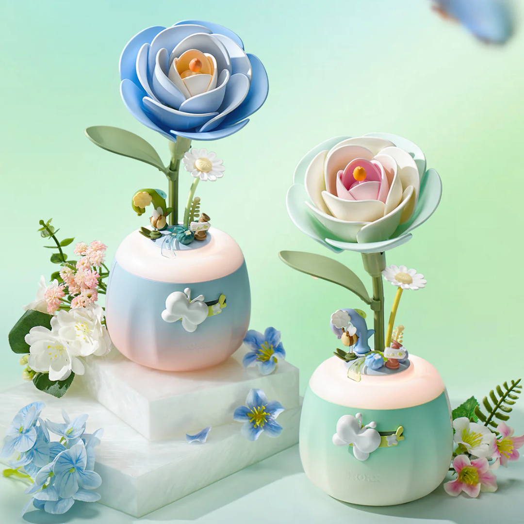Puzzle 3D Bukiet Kwiatów – Minty Camelia | Model DIY ROKR Puzzle 3D Lampka nocna – pomysł na prezent