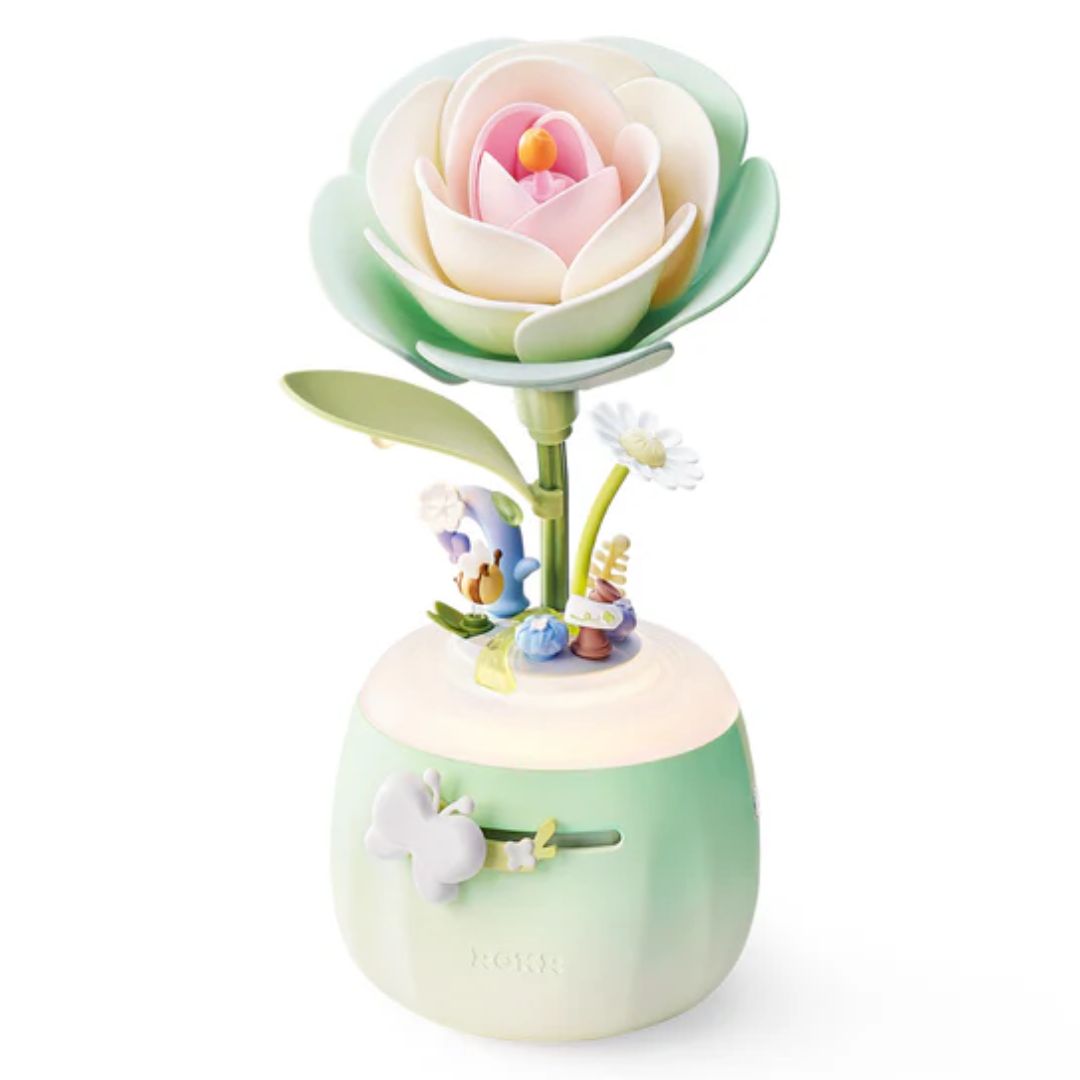 Puzzle 3D Bukiet Kwiatów – Minty Camelia | Model DIY ROKR Puzzle 3D Lampka nocna