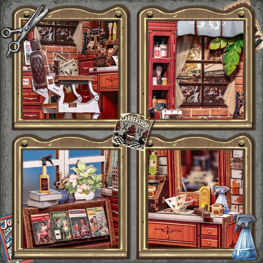 Salon w każdym detalu – DIY Book Nook - Salon Fryzjerski | Cutebee Puzzle 3D