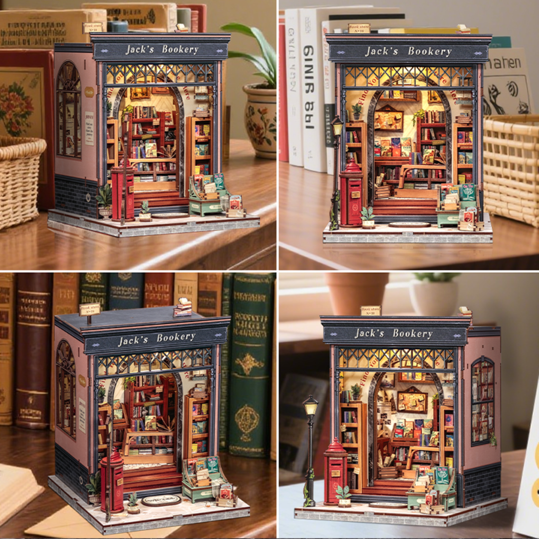 DIY Book Nook - Jack's Bookery | Cutebee – oświetlenie LED po zmroku