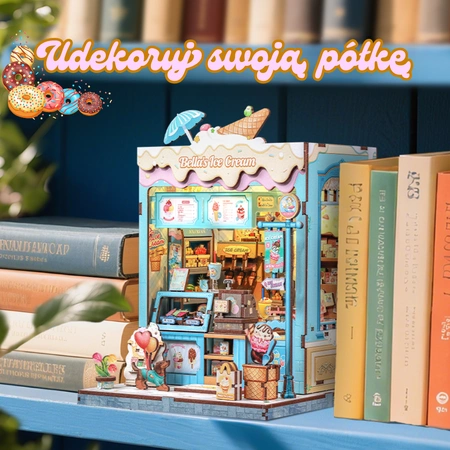 Bella’s Ice Cream ustawiona na półce z książkami – pomysł na prezent