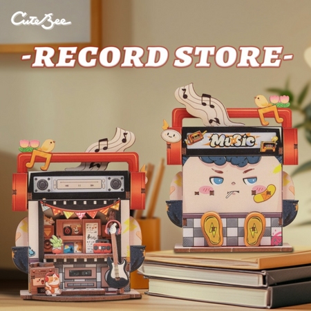 Drewniany Zestaw Puzzle 3D - Record Store