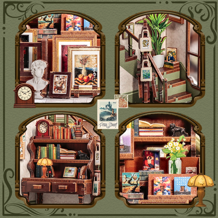 DIY Book Nook - Gallery Bookstore | Cutebee miniaturowy domek puzzle 3D
