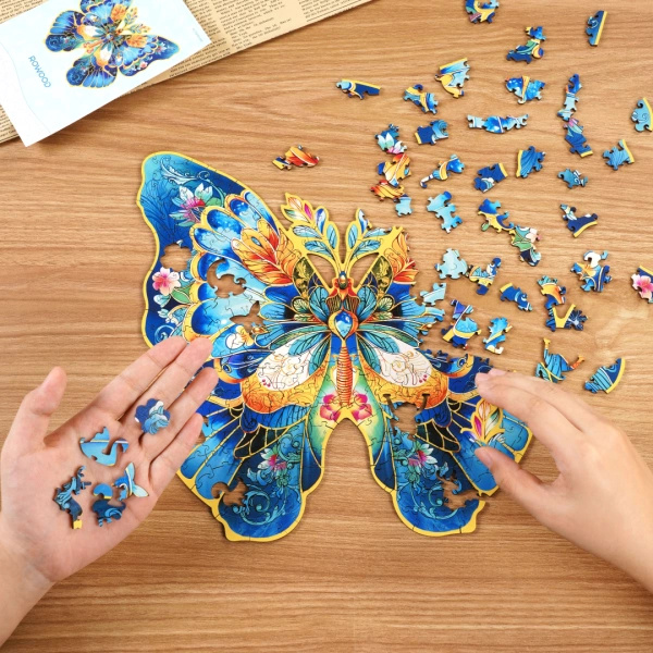 Nietypowe kształty elementów – Drewniane Puzzle - Motyl | ROWOOD Rolife