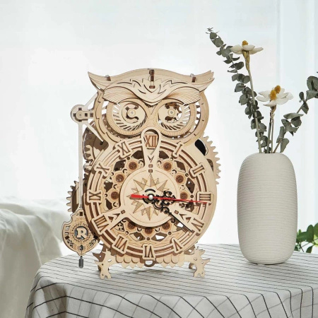 Sowa – Zegar Wahadłowy Puzzle 3D Robotime z LED