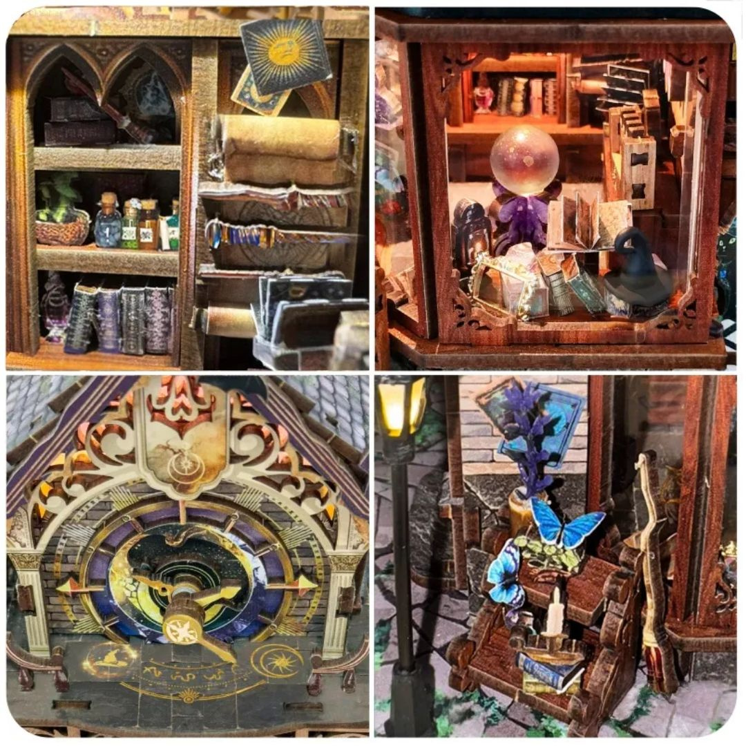 Zegary i neon – Time Magic Club DIY Book Nook – Miniaturowy Domek Puzzle 3D