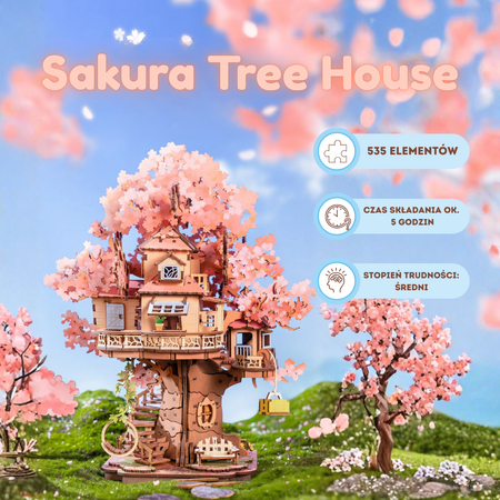 Domek na Drzewie Sakura Tree House – Puzzle 3D Rolife (535 el.)