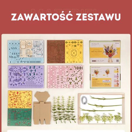 Drewniane Puzzle 3D Bukiet Kwiatów – Flower Bouquet | Model DIY Robotime