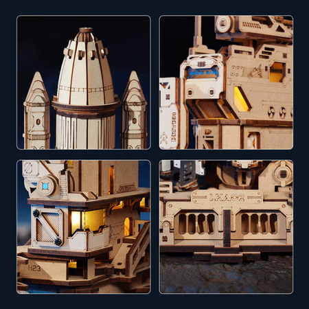 Space Shuttle Rakieta – Puzzle 3D ROKR, mechaniczny start z LED