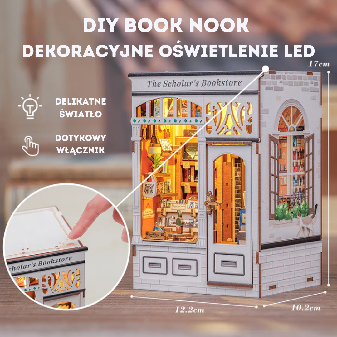 DIY Book Nook - The Schoolar's Bookstore | Cutebee – wymiary modelu