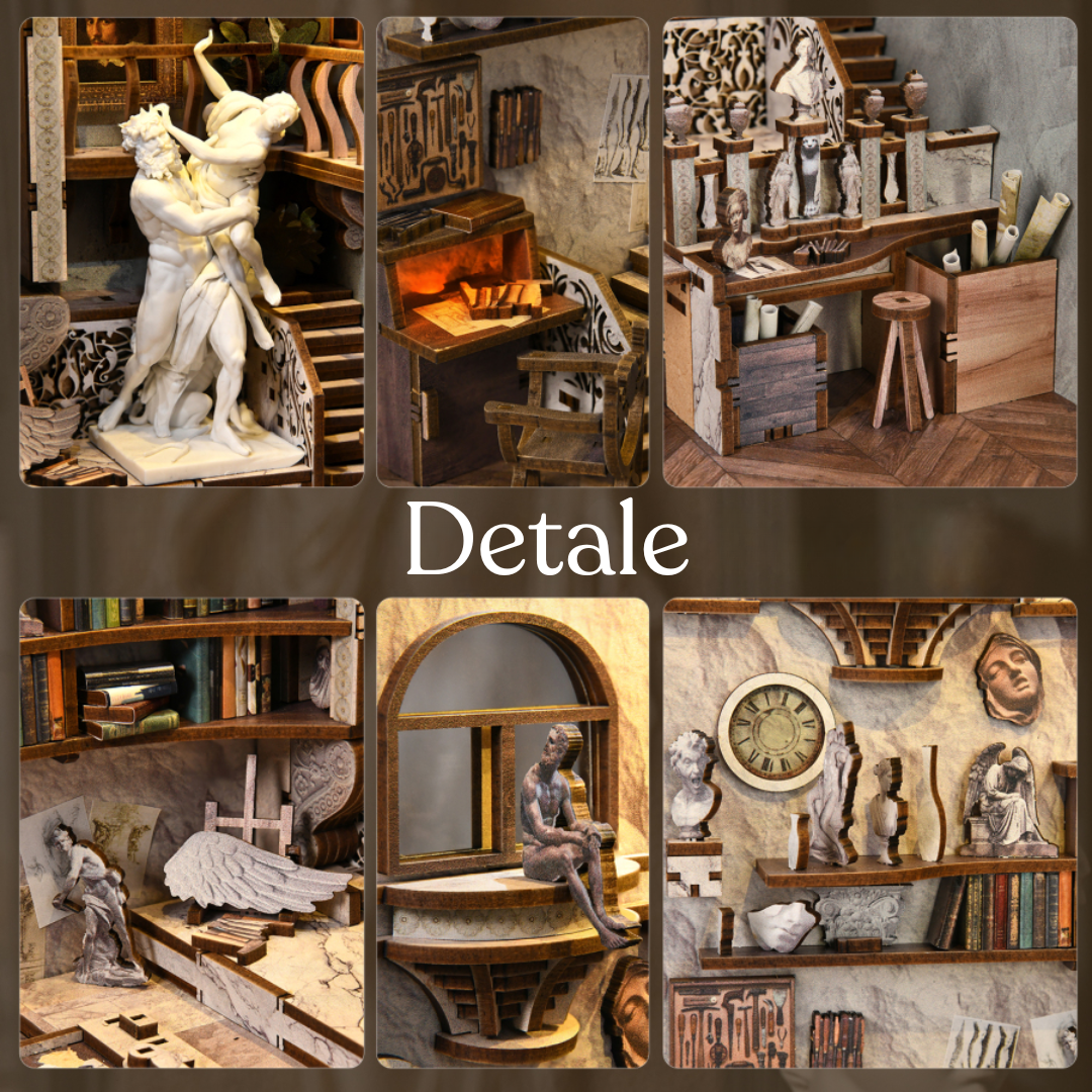 Marmurowe posągi – Pracownia Rzeźbiarska Minicity DIY Book Nook – Puzzle 3D Prezent