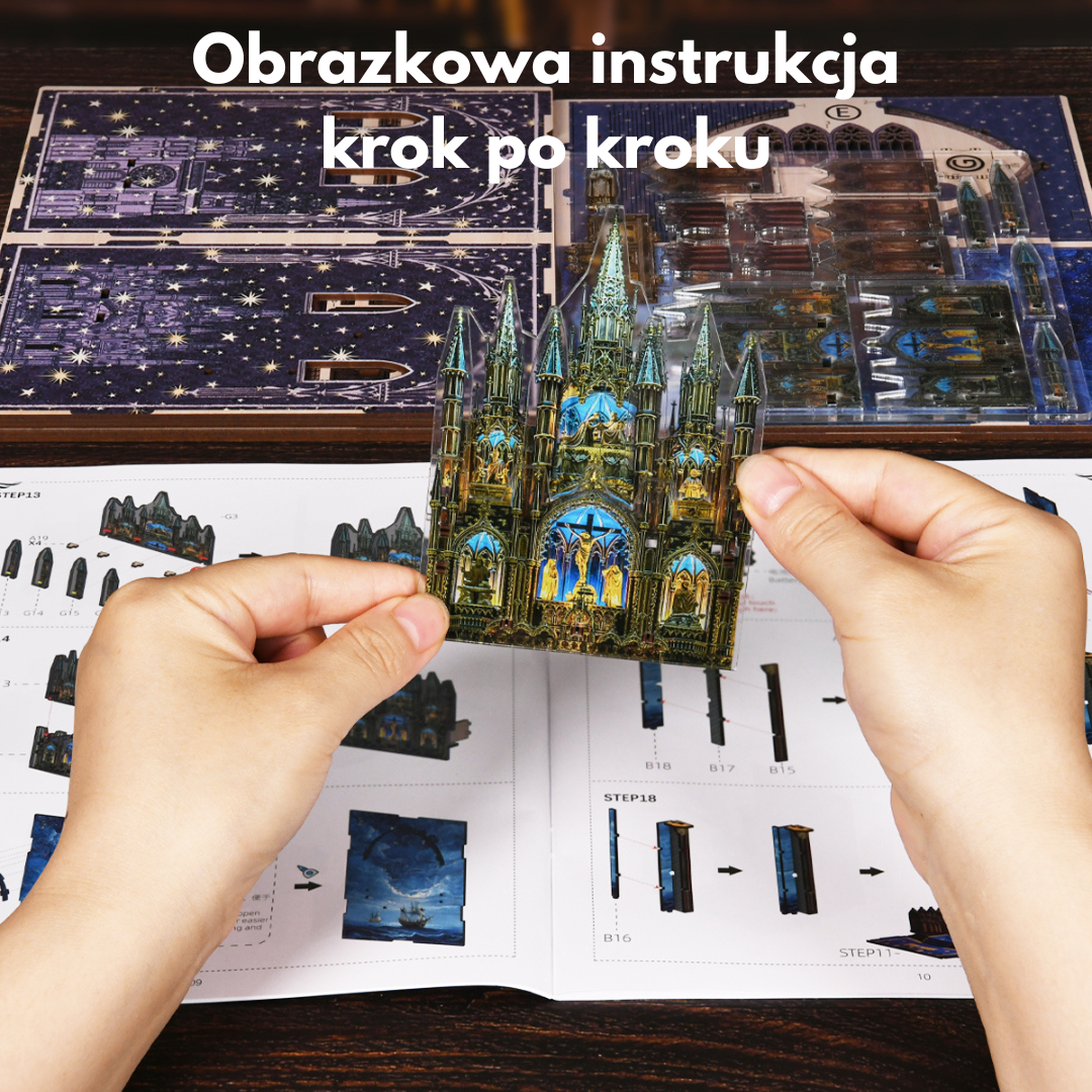 Notre-Dame Basilica DIY – Book Nook, Gotycka Bazylika na Półkę – instrukcja krok po kroku
