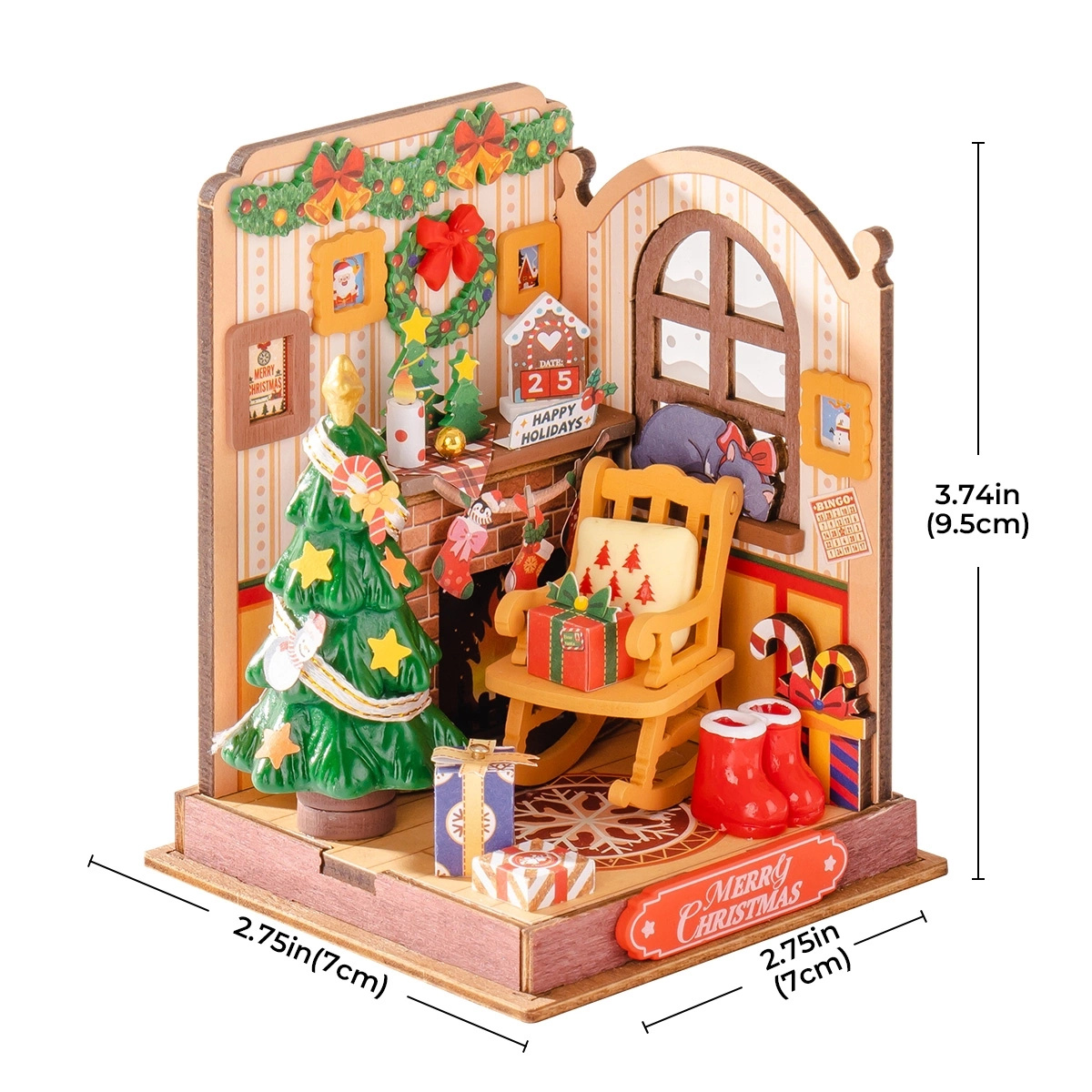 Mini Domek 3D - Christmas Fireplace | Rolife – wymiary modelu