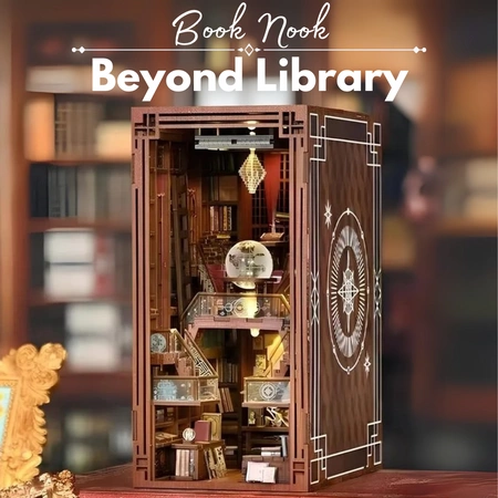 DIY Book Nook Beyond Library – miniaturowa biblioteka, zestaw 3D z LED
