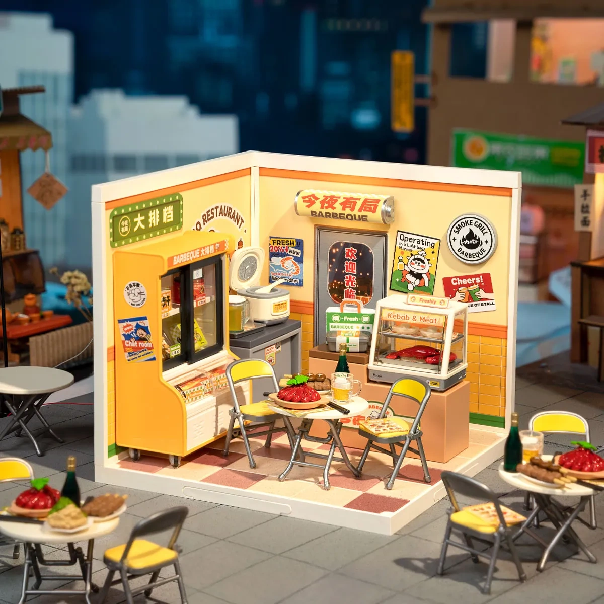 Rolife DW022 Night Out Food Stall – miniaturowy stragan z jedzeniem (Super Creator)