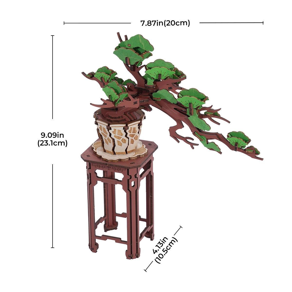 Montaż na wcisk bez kleju – Drewniany Zestaw Puzzle 3D - Bonsai | Rolife