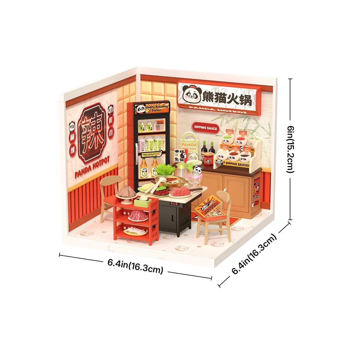 Mini Domek 3D - Panda Hot Pot | Rolife – wymiary modelu