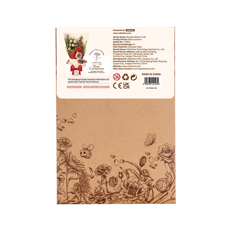 Czerwony Goździk – Puzzle 3D Rowood, drewniany kwiat DIY