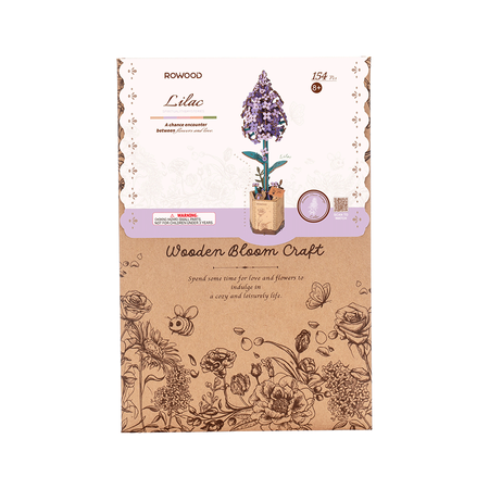 Bez Lilac – Puzzle 3D Rowood, drewniany kwiat DIY, nie więdnie