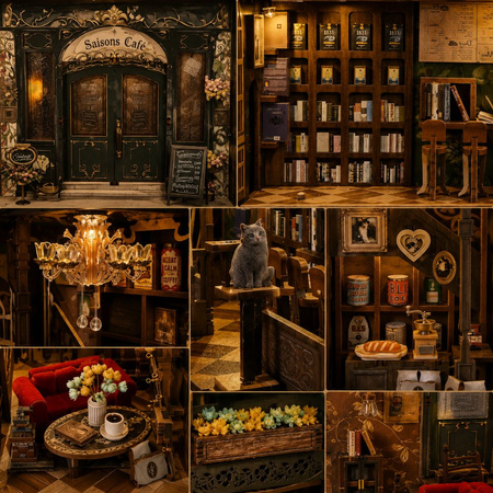 MiniCity DIY – Book Nook „Saisons Café” Kawiarnia z LED