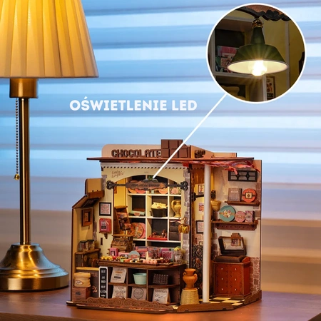 Oświetlenie LED – Sklepik z Czekoladą (widoczne podświetlenie)