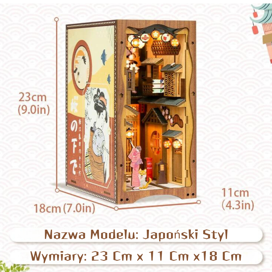 Japoński Styl – DIY Book Nook Puzzle 3D | CuteBee – wymiary modelu