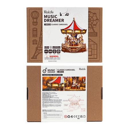 Drewniany Zestaw Puzzle 3D - Klasyczna Karuzela I Rolife