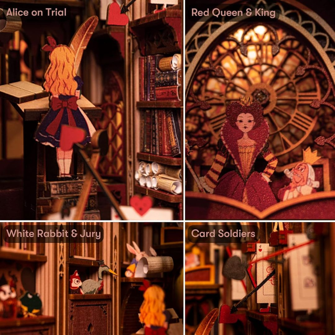 Gotycka Kraina Czarów w miniaturze – Book Nook DIY MiniCity – Alice's Evidence, motyw Alicja w Krainie Czarów
