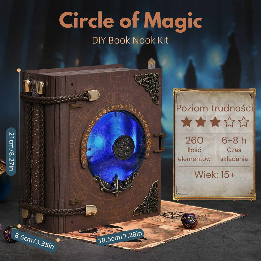 Circle of Magic Minicity DIY Book Nook – Puzzle 3D Prezent – wymiary modelu