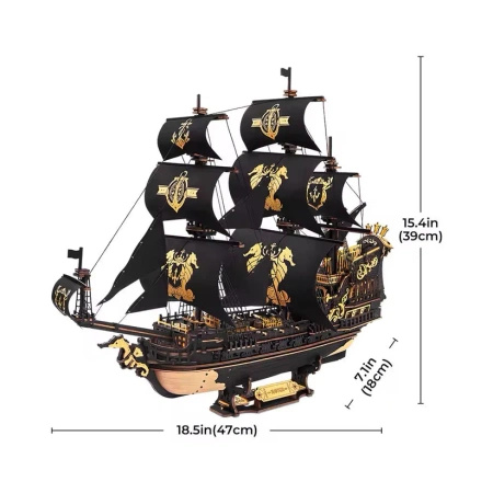 Drewniany Zestaw Puzzle 3D - Statek Piracki