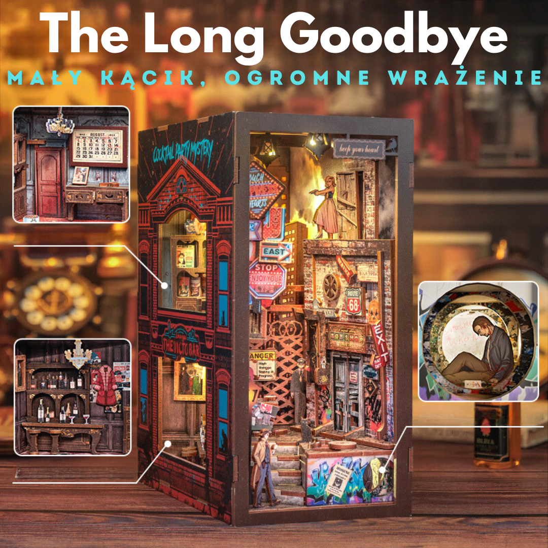 DIY Book Nook -  The Long Goodbye | Cutebee Miniaturowy Domek – oświetlenie LED po zmroku