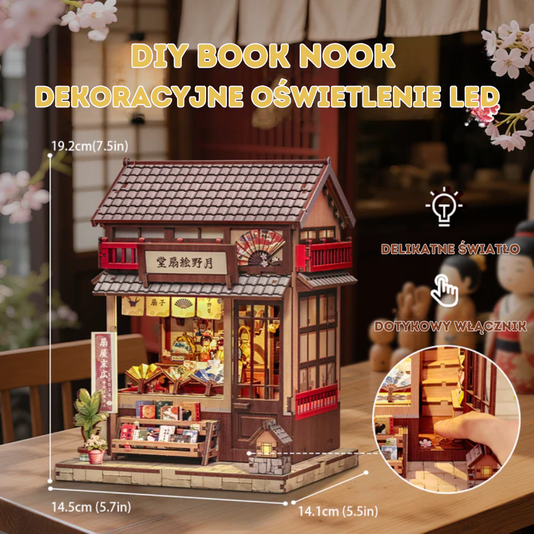 Sklepik z Lalkami Kokeshi – DIY Book Nook Puzzle 3D | CuteBee – wymiary modelu