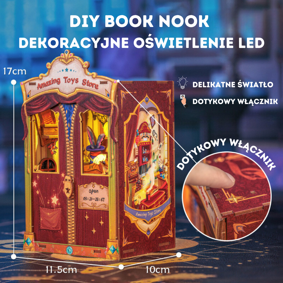 DIY Book Nook -  Niezwykły Sklep z Zabawkami | Cutebee – wymiary modelu