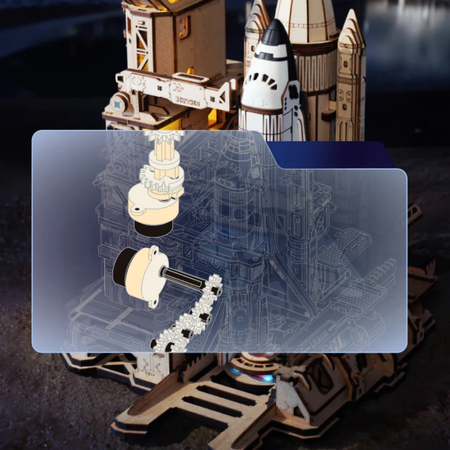 Space Shuttle Rakieta – Puzzle 3D ROKR, mechaniczny start z LED