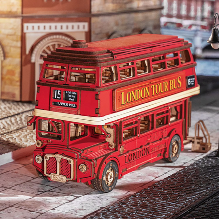 Drewniany Zestaw Puzzle 3D - London Tour Bus | Robotime