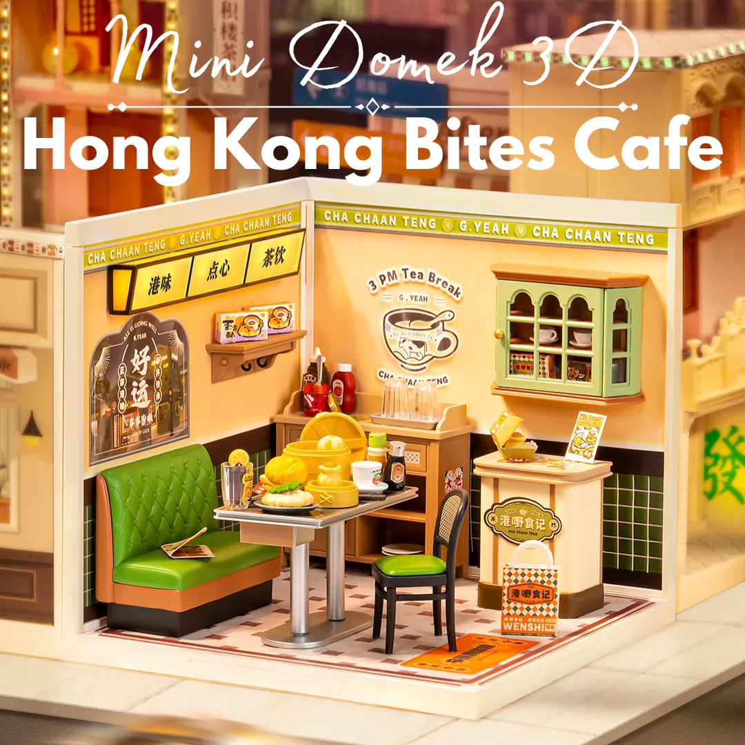 Mini Domek 3D - Hong Kong Bites Cafe I Rolife – oświetlenie LED po zmroku