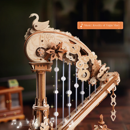 Magic Harp – Puzzle 3D ROKR, mechaniczna szkatułka grająca z łabędziem