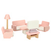 Mebelki do domku dla lalek salon sypialnia łazienka kuchnia drewniane różowe
