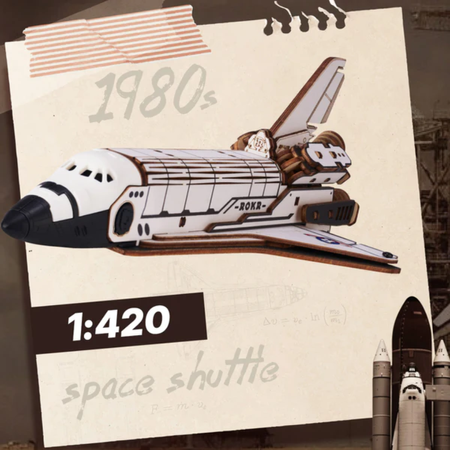 Space Shuttle Rakieta – Puzzle 3D ROKR, mechaniczny start z LED