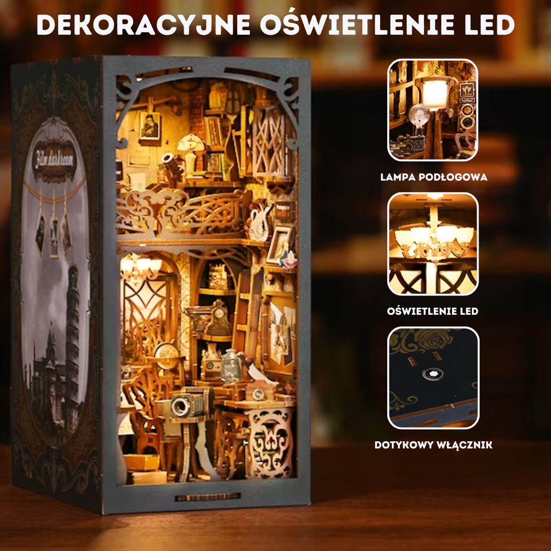 Zakład Fotograficzny – DIY Book Nook Puzzle 3D – oświetlenie LED po zmroku
