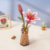 Pink Lily - Puzzle 3D Rowood, drewniany kwiat DIY