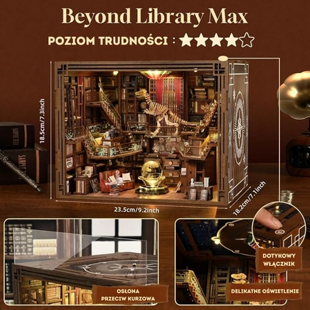 Beyond Library MAX – zbliżenie półek i detali biblioteki