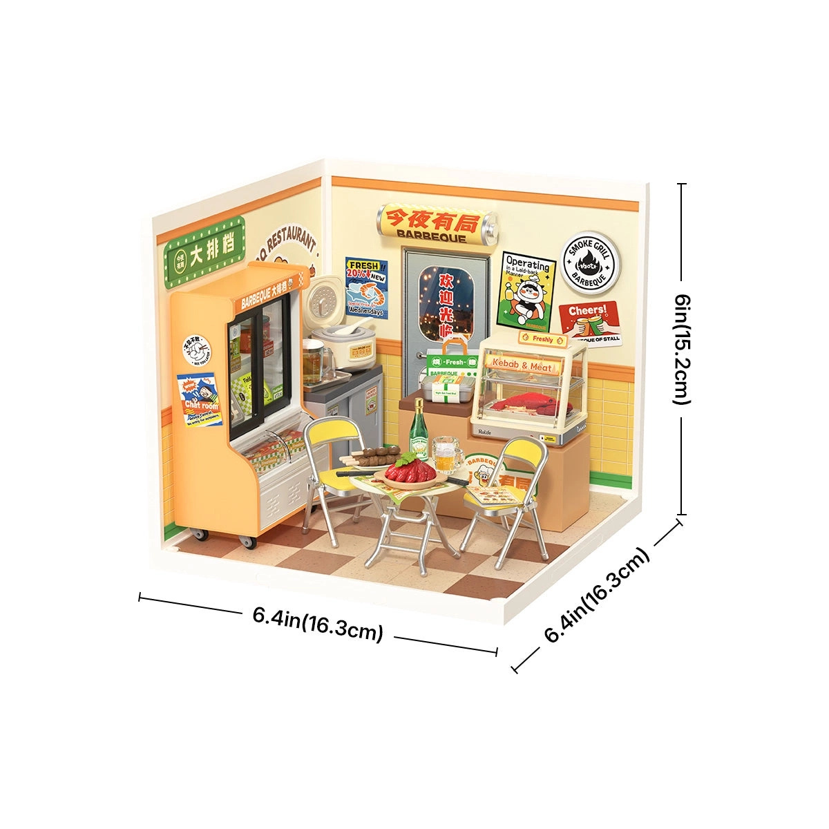 Mini Domek 3D - Night Out Food Stall | Rolife – wymiary modelu