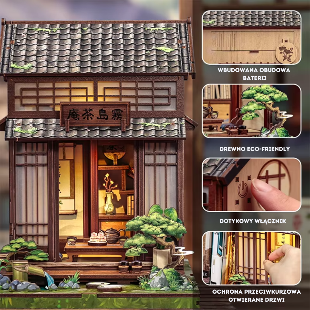 Tatami i lampiony – Japońska Herbaciarnia Kirishima Cha-an – DIY Book Nook Puzzle 3D | CuteBee