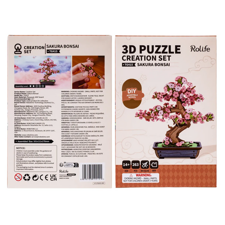 Sakura Bonsai – Puzzle 3D Rolife, drzewko wiśni DIY