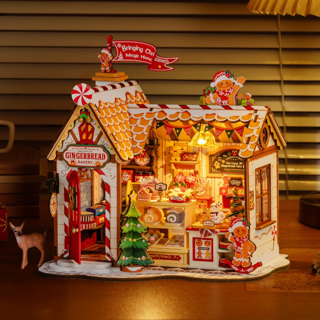 Gingerbread Bakery – Mini Domek 3D | Rolife – oświetlenie LED po zmroku