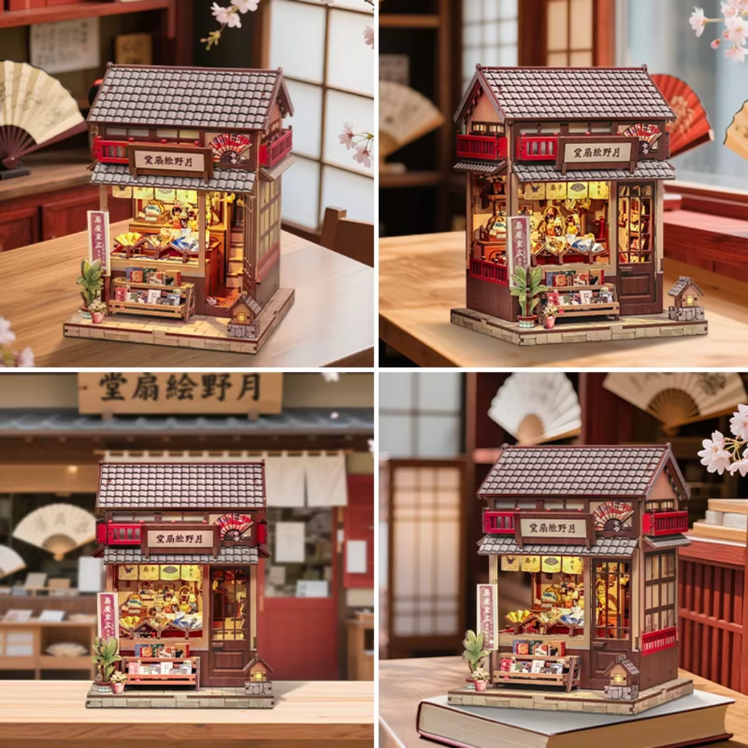 Sklepik z Lalkami Kokeshi – DIY Book Nook Puzzle 3D | CuteBee – oświetlenie LED po zmroku