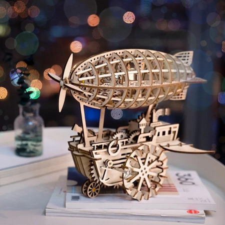Sterowiec Vintage – Puzzle 3D Robotime, drewniany model DIY